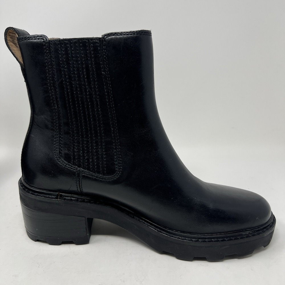 Madewell Gwenda Women's 8 Platform Ankle Chelsea Boots Black Stacked Heel NN019 - Picture 8 of 14